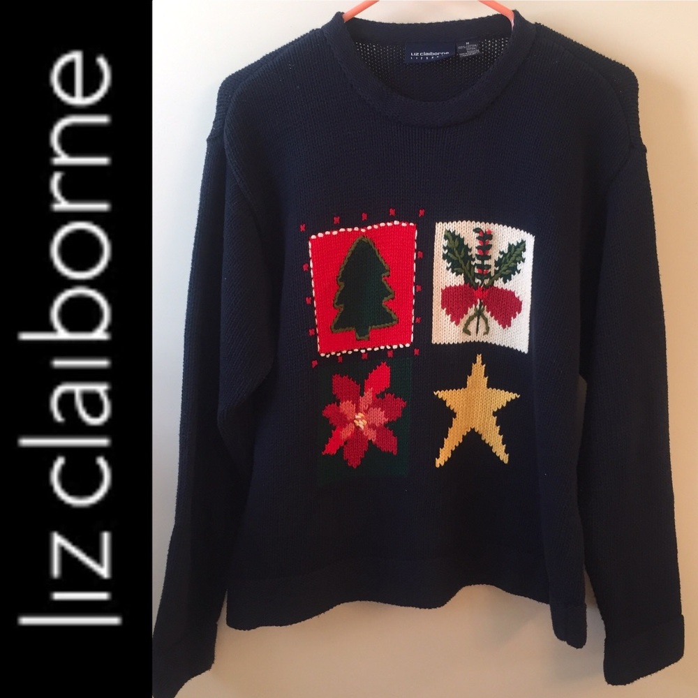 Liz Claiborne Ugly Christmas Sweater Navy